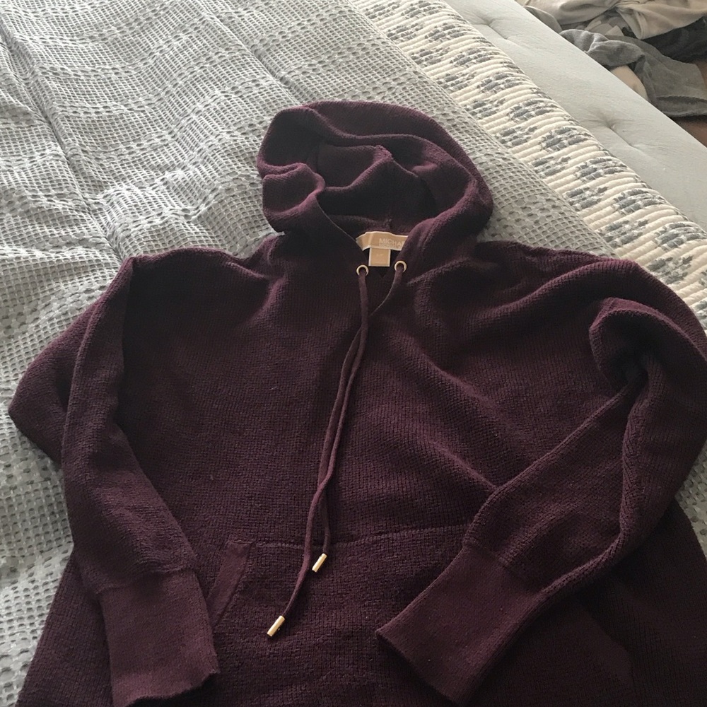 Michael more Cozy Women's Hooded Knit Sweater - Deep Burgundy